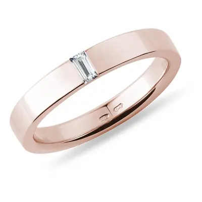 Męska obrączka z różowego kt złota z diamentem baguette KLENOTA
