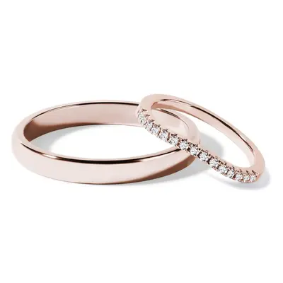 Klasyczny zestaw ślubny z diamentami w różowym złocie KLENOTA