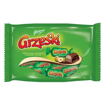 Grześki Cukierki o smaku orzechowym w czekoladzie mlecznej 1 kg