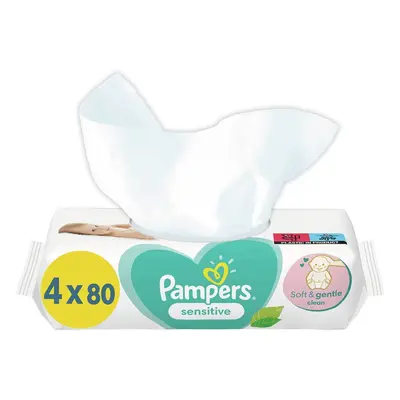 Pampers Wrażliwe chusteczki nawilżane dla dzieci do skóry wrażliwej 4x80 sztuk