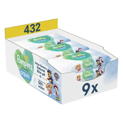Pampers Harmonie Aqua Paw Patrol 432 sztuki chusteczek nawilżanych dla niemowląt
