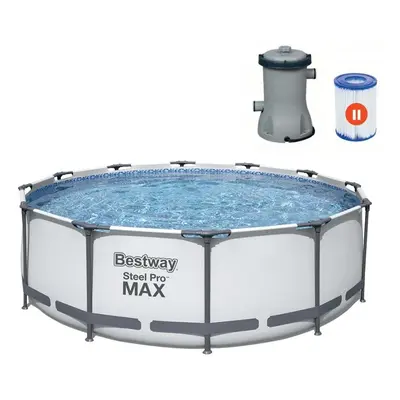 Basen ogrodowy stelażowy Bestway Steel Max 12FT 366x100cm + pompa z filtrem