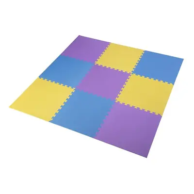 Mata puzzle pod sprzęt One Fitness MP10 10 mm 9 elementów - żółto-niebiesko-fioletowa