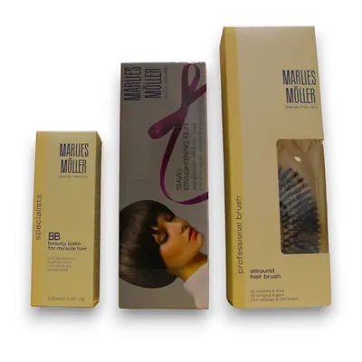 Zestaw Marlies Moller: Odżywka Specialists Keratin Sleek & Shine 100 ml + szczotka + Szampon Spe