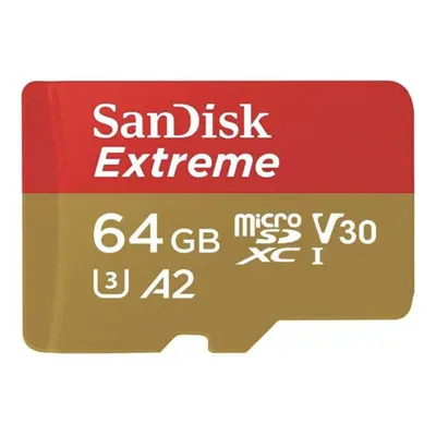 Sandisk microSDXC 64 GB Extreme Sport 170MB/s A2 C10 V30 UHS-I U3 + adapter