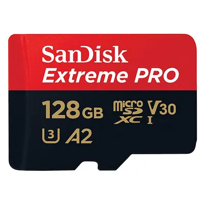 Sandisk microSDXC 128 GB Extreme Pro 200MB/s A2 C10 V30 UHS-I U3 + adapter