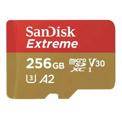 Sandisk microSDXC 256 GB Extreme 190MB/s A2 C10 V30 UHS-I U3 + adapter