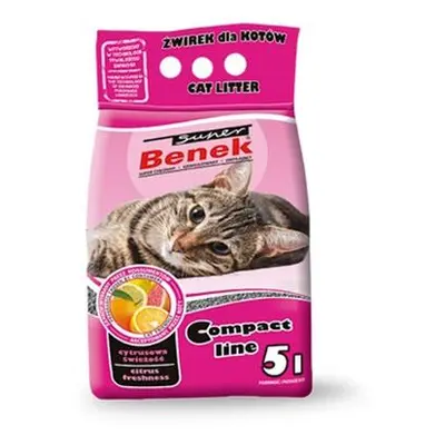 BENEK Super Compact Żwirek bentonitowy cytrusowa świeżość 5 l