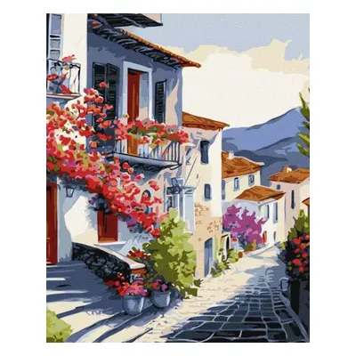 Malowanie po numerach 40x50cm Miasteczko u podnóża gór