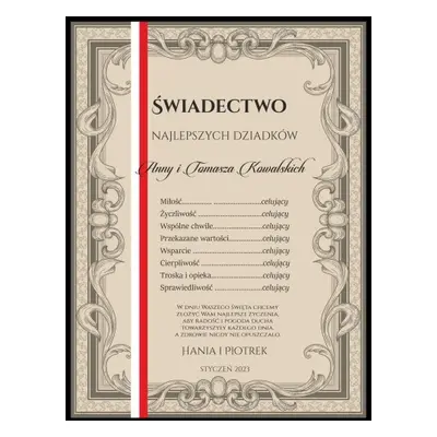 Prezenty na dzień babci i dzień dziadka, świadectwo dla dziadków 20585