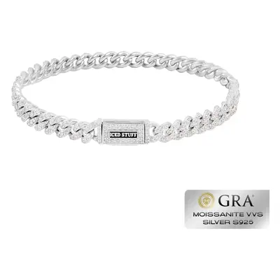 Bransoletka Diamond Cuban Link 6mm Moissanit VVS S925 Białe Złoto