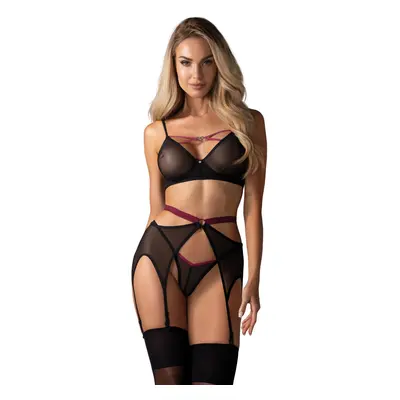 Erotyczny komplet bielizny Obsessive Novenes, M/L (czarny)