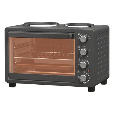 HOMCOM 28 L Mini Piekarnik, Kompaktowy Piekarnik do Gotowania i Grillowania, Elektryczny Piec z 