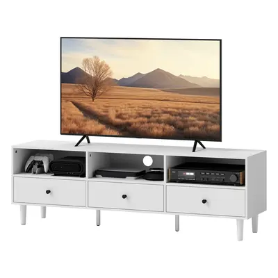 HOMCOM Komoda RTV, stolik pod telewizor 75-cali, 3 otwarte przegródki, 3 szuflady, płyta wiórowa