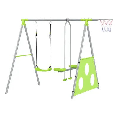 Zestaw huśtawek ogrodowych dla dzieci AIYAPLAY, regulowane huśtawki, stal, Zielony