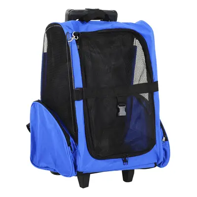 PawHut Plecak torba transporter dla psa kota 2w1 42x25x55cm Niebieski Czarny | Aosom PL