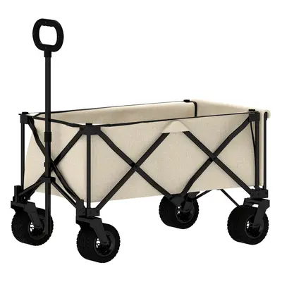 Outsunny Wózek ogrodowy 100 kg nośność, składany wózek transportowy z wymienną plandeką, 90 x 48 x 92 cm, beżowy