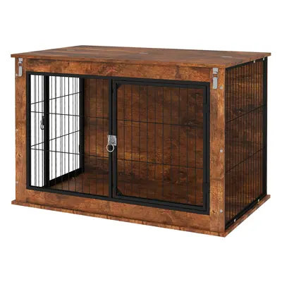 PawHut Transporter dla Psów, Klatka Dla Zwierząt, z 2 Zamkami, 98 x 60 x 65,5 cm, Brązowa