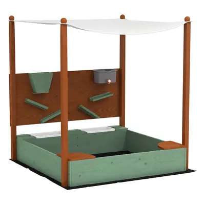 AIYAPLAY Piaskownica dla dzieci z daszkiem przeciwsłonecznym, 2 pojemnikami na zabawki, 116Dł x 