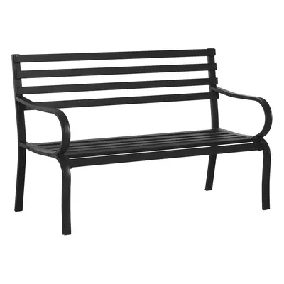 Outsunny Ławka Ogrodowa Balkonowa Metalowa 2osobowa Czarna 127x58x82cm | Aosom PL