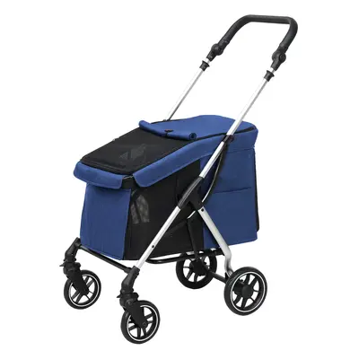 PawHut Wózek dla psów, lekki i składany transporter dla małych psów, zdejmowana poduszka, okna z