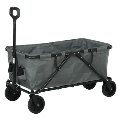 Outsunny Wózek ogrodowy 120 kg nośności, składany wózek transportowy z wyjmowaną płachtą 160 litrów Ciemnoszary