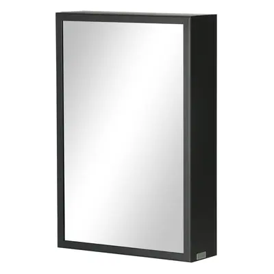 kleankin Szafka z Lustrem, Szafka Łazienkowa, 3 Regały, Stal Nierdzewna, 40x12x60cm, Czarna