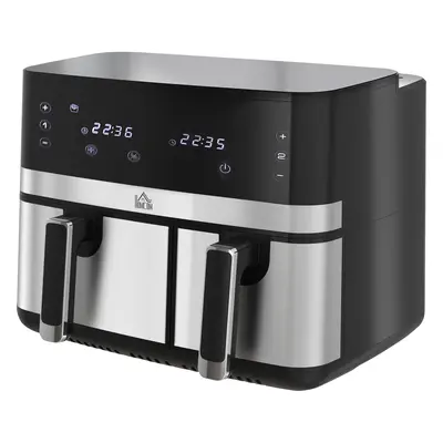 Frytkownica HOMCOM, 2700W, 8 funkcji, 41,8 cm x 39,2 cm x 31,1 cm, Czarna i Srebrna