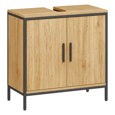 HOMCOM szafka pod umywalkę, szafka z 2 drzwiami, regulowana półka, 60x30x60 cm szafka łazienkowa z ramą stalową, do umywalek bez