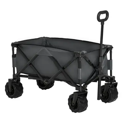 Outsunny Wózek kempingowy ręczny składany wózek 360° z teleskopowym uchwytem metalowy tkanina oxford kolor szary