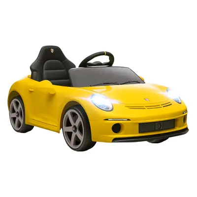 AIYAPLAY Elektryczne auto na akumulator dla dzieci z pilotem, MP3/USB, klakson, pas bezpieczeństwa — 3–5 lat, żółte