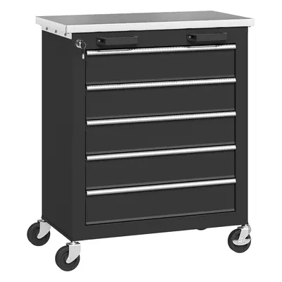 HOMCOM Szafka narzędziowa z 5 szufladami, przenośna skrzynia narzędziowa na kółkach, wózek narzę