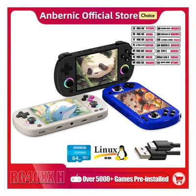 ANBERNIC RG40XX H przenośna konsola do gier 4.0-in 640*480 ekran IPS 3200mAh 64-bitowy system ze światłem RGB wbudowane 5K + gry