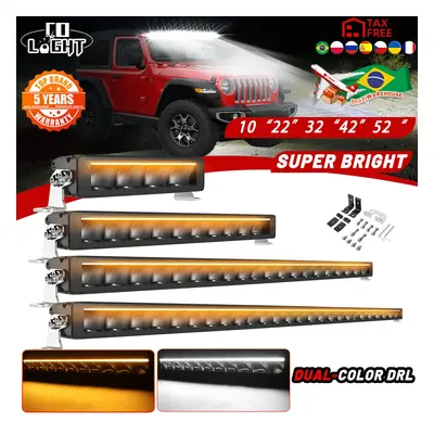 CO LIGHT New Slim 52 Inch LED Light Bar White & Amber 42" Led Work Light 6500K 3500K DRL 30000LM Off Road Driving Lamp 12V 24V