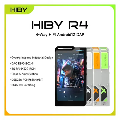 HiBy R4 ES9018Q2M*4 Android12 Odtwarzacz muzyczny HiFi MP3 Audio Bluetooth WiFi DSD256 MQA 16x USB DAC Wzmacniacz słuchawkowy 11