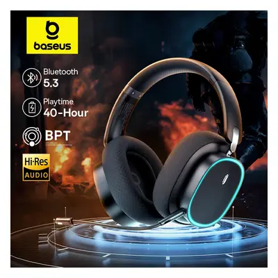 Bezprzewodowe słuchawki do gier Baseus GH02 z mikrofonem Słuchawki nauszne Bluetooth 5.3 Sterownik 40 mm 2,4G/bezprzewodowe/kabe