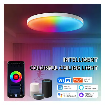 Tuya Smart WiFi Ceiling Light 24W 220V RGB Circular Ambient Lamp APP Control Work With Alexa Google Home For Bedroom Home Decor