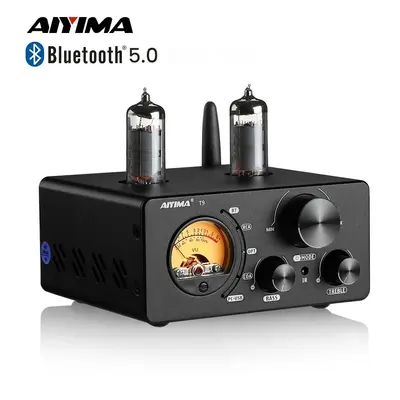 AIYIMA Audio T9 HiFi Bluetooth 5.0 wzmacniacz lampy elektronowej USB DAC Stereo Amplificador COAX OPT VU Meter głośnik wzmacniac