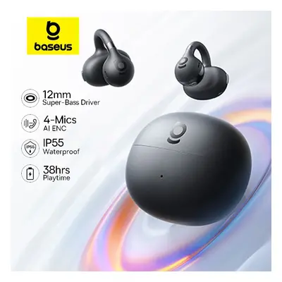 Słuchawki douszne Baseus BC1 z klipsem na ucho, bezprzewodowe słuchawki Bluetooth 6.0, sportowe słuchawki z klipsem, 4 mikrofony