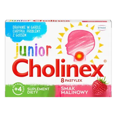 STADA PHARM CHOLINEX JUNIOR malinowy, 8 pastylek do ssania