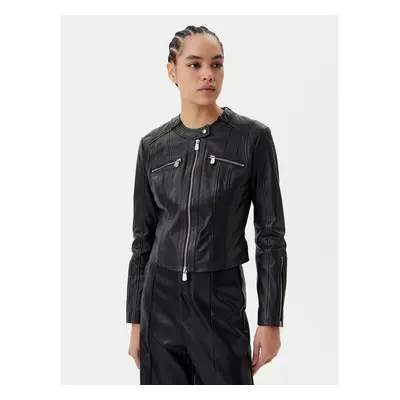PINKO Kurtka skórzana Borderline Biker 104914 A2HT Czarny Regular Fit