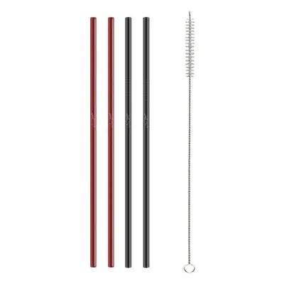 LAMART Zestaw nierdzewnych słomek ze szczotką do czyszczenia (LT7054) Czerwone/Czarne