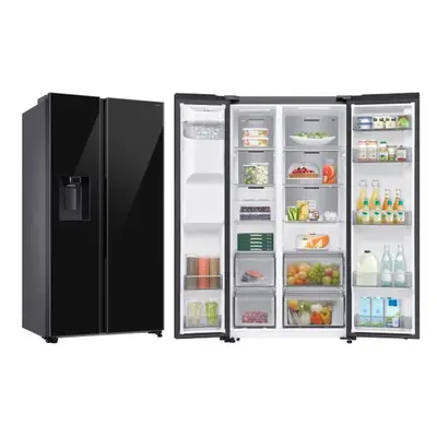 Side By Side SAMSUNG RS70F64KEBEO AI No Frost 178,6cm Czarne Szkło Podajnik Wody Kostkarka 635L
