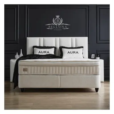 Łóżko tureckie kontynentalne Aura kremowe z materacem - 140