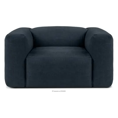 Fotel wypoczynkowy do salonu w tkaninie plecionej ciemny niebieski BUFFO