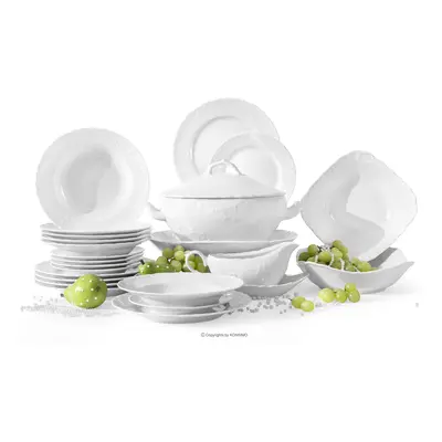 Serwis obiadowy 6 os. (25 el.) z porcelany biały ROCOCO MARIA