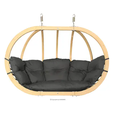 Fotel wiszący dwuosobowy kokon drewniany grafitowy CALLISTO