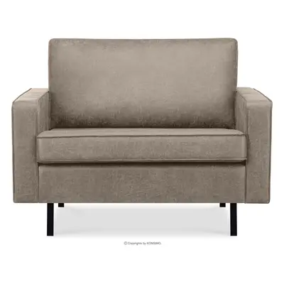 Szeroki fotel w stylu loft jasny szary INVIA